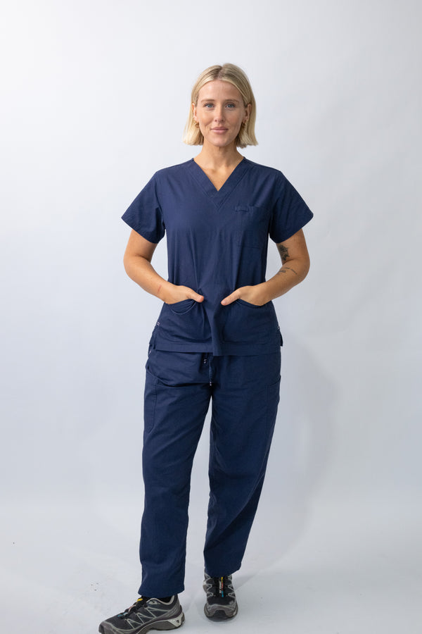 Cotton Scrub Top- Navy