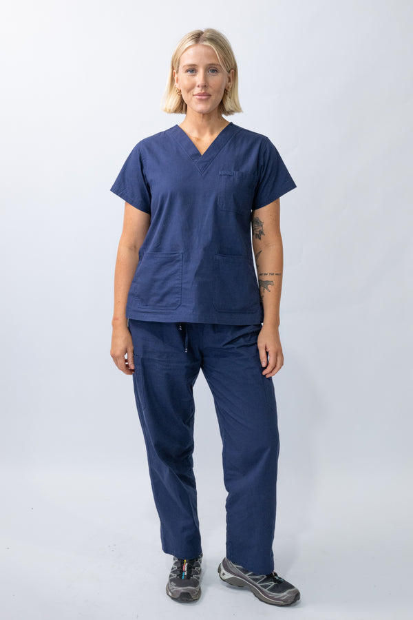 Cotton Scrub Pants- Navy